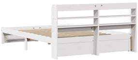 Estrutura de cama c/ cabeceira sem colchão 140x190 cm branco