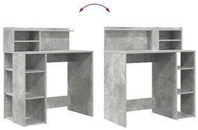 Mesa com Armazenamento Cinza Concreto 90x48x101.5 cm Madeira Derivada