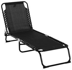 Outsunny Espreguiçadeira Dobrável e Ajustável em 4 Posições Espreguiçadeira Reclinável de Jardim para Exterior Estrutura de Aço 197x58x76cm Preto