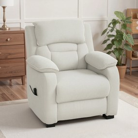 Poltrona relax elétrica, reclinável, com porta USB, apoio para os pés, bolsos laterais e comando à distância, 86x90x103 cm, cor creme
