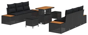 Conjunto de Sofá de Jardim vidaXL de 9 Peças com Almofadas - Vime Plás