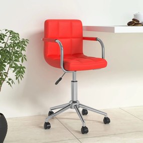 vidaXL Cadeira de escritório giratória couro artificial vermelho