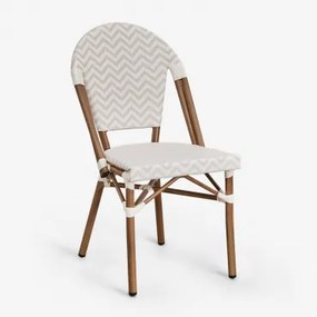 Cadeira De Jardim Empilhável Em Alumínio E Rattan Sintético Brielle Bistro Nude Beige - Gardénia Branco - Sklum
