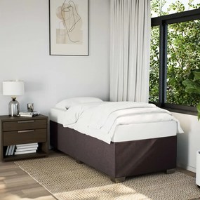 Estrutura de cama sem colchão 90x200 cm tecido castanho-escuro