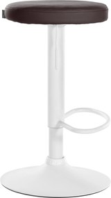 Conjunto de 2 bancos altos em couro sintético de estrutura branca 60-81 x 38,5 cm castanho