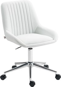 HOMCOM Cadeira de escritório sem braços, cadeira de escritório com altura ajustável, 52x58x80-90cm, branco | Aosom Portugal
