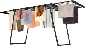 Estendal roupa 62,5 x (113,5-200) x 90 cm, secador de roupa de pé, braços extensíveis preto