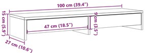 Suporte monitor c/ gavetas 100x27x15cm derivados madeira branco