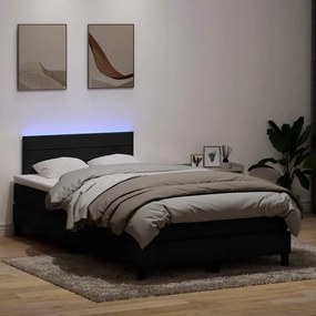 vidaXL Cama box spring c/ colchão e LED 120x220 cm veludo preto