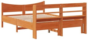 Estrutura cama c/ cabeceira 140x200cm pinho maciço castanho-mel