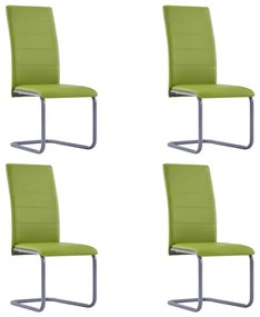 vidaXL Cadeiras de jantar cantilever 4 pcs couro artificial verde