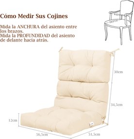 Almofada para Cadeira de Encosto Alto (CADEIRA NÃO INCLUIDA), 56,5 x 51,5 x 64,5 cm, Altura do Encosto Ajustável, Bege