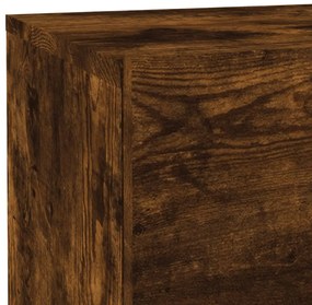 Mesa de cabeceira com luzes LED 70x36x40,5 cm carvalho fumado