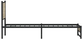 Estrutura de cama sem colchão 100x200 cm metal carvalho sonoma