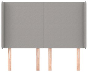 Cabeceira cama c/ abas tecido 147x16x118/128 cm cinzento-claro