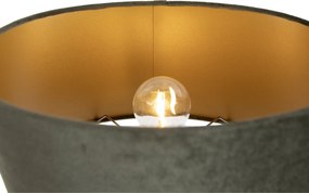 Candeeiro de Mesa Bege com Abajur Oval Verde e Interior Dourado 35cm - Thijmen