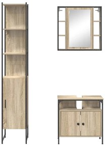 Conjunto de Móveis para Banheiro 3 pcs Carvalho sonoma