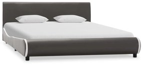 Estrutura de cama 140x200cm couro artificial cinzento antracite