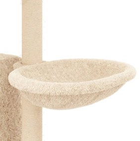 Árvore p/ gatos c/ postes arranhadores sisal 131 cm cor creme