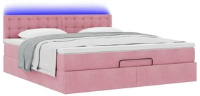 Estrutura de cama otomana com colchão 160x200 cm veludo rosa
