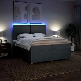 Cama com molas/colchão 200x200 cm tecido cinzento-escuro