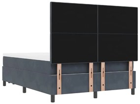 Cama Box Spring com Colchão e Banco Cinza Escuro 160x200 cm Veludo