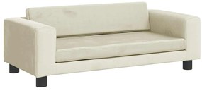 Sofá infantil com apoio de pés 100x50x30 cm veludo cor creme