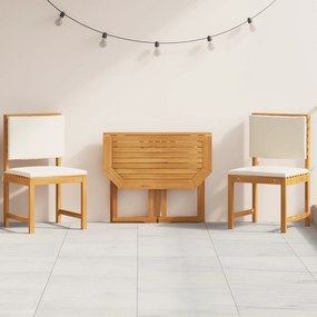 Conjunto de Bistrô para o Jardim de 3 Peças com Almofadas em Madeira de Acácia