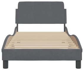 Estrutura de cama sem colchão 90x200 cm veludo cinzento-escuro
