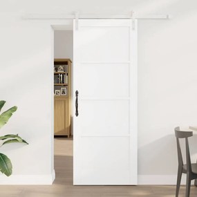 Porta Deslizante vidaXL com Conjunto de Ferragens Branca 78x202 cm Madeira Sólida Pinus