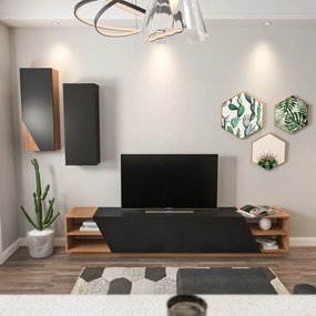 Móvel TV Zebra – Preto e Teca – 240 cm