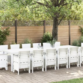 Conjunto de Jantar de Jardim vidaXL de 15 Peças com Almofadas Branco Polirattan
