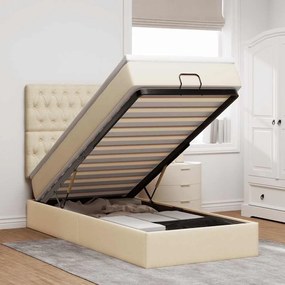 vidaXL Estrutura de cama otomana com creme de colchão 90x190cm tecido