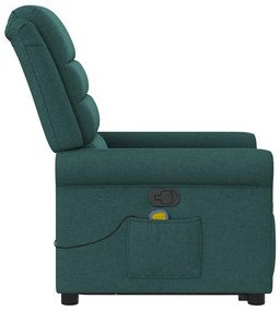 Poltrona reclinável elevatória de massagens tecido verde-escuro