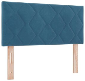 Cama Box com Colchão &amp; LED Azul Escuro 90x200 cm Veludo