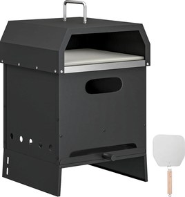 Outsunny Forno de Pizza 3-em-1 para Exterior Forno de Pizza a Lenha 2 Camadas com Pedra para Pizza Alças Pá de Pizza | Aosom Portugal