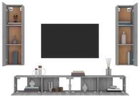 Conjunto móveis de TV 4 pcs madeira processada sonoma cinza