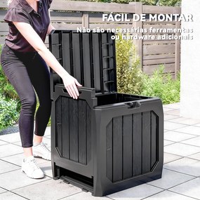Baú de Armazenamento Exterior em Plástico com Capacidade de 121L 2 Alças e Tampa Impermeável 56x45x53 cm Preto