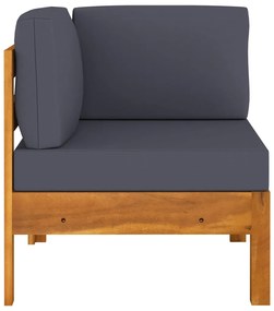 2 pcs conj. lounge de jardim c/ almofadões cinza-escuro acácia