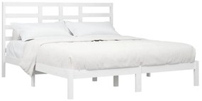 Estrutura de cama 200x200 cm madeira maciça branco