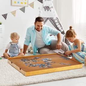 Mesa de puzzle em madeira 1000-1500 peças com superfície lisa e 4 gavetas 80 x 65 x 7 cm