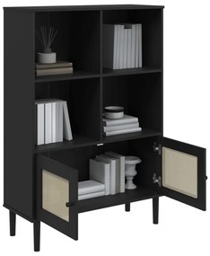 Estante SENJA aspeto de vime 90x35x130 cm pinho maciço preto