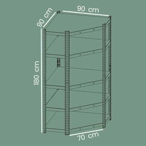 Estante de canto para cargas pesadas até 875 kg com 5 prateleiras 70 x 70 x 180 cm Prateado + Bege