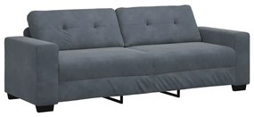 Conjunto de Sofá 3 Peças com Almofadas de Veludo Cinza Escuro