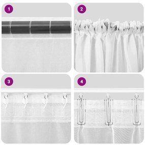 Cortinas de voile com bolsos para varão 2 pcs rosa