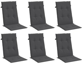 Almofadões para cadeiras altas 6 pcs mesclado tecido antracite