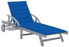 vidaXL Espreguiçadeira de jardim com almofadão madeira acácia maciça