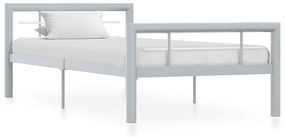 Estrutura de cama 90x200 cm metal cinzento e branco