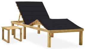 Espreguiçadeira de jardim com mesa e almofadão pinho impregnado