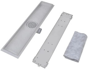 Dreno de chuveiro linear 2 pcs 630x140 mm aço inoxidável